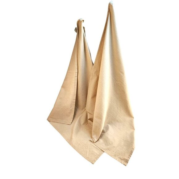2 Unbleached Beige 100% Cotton Dish Towel 26x26 in with hanging loop Kitchen Lin - Picture 2 of 6